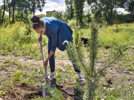 В Олимпийский день выпускники Училища (техникума) олимпийского  резерва посадили саженцы сосны в ПКиО